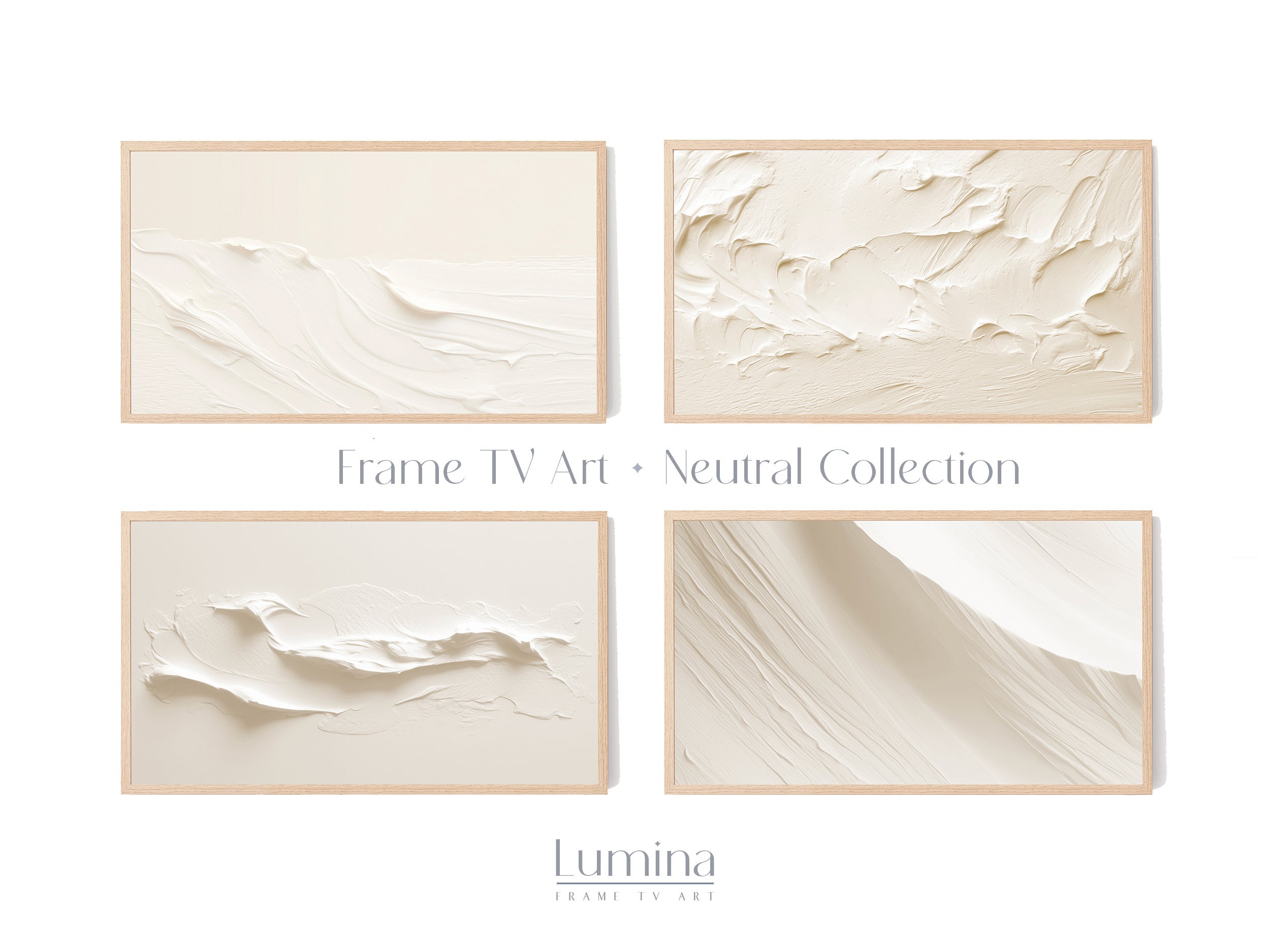 Samsung Frame TV Art, Textured Art For Frame TV, Set of 4 White Neutral Abstract Artworks For Frame TV, Instant Download