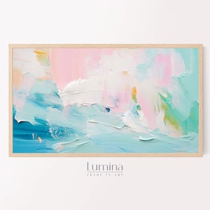 Samsung Frame TV Art, Abstract Painting, Digital Art for Frame TV, Instant Download, Pink, Blue and Green Abstract Oil Painting