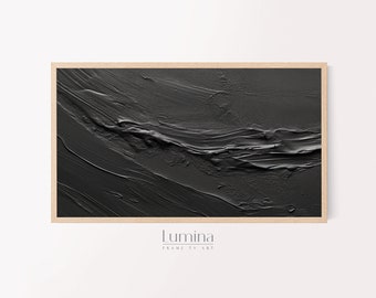 Samsung Frame TV Art Neutral Abstract Painting, Digital Art for Frame TV, Instant Download, Black Charcoal, Dark Abstract TV Art