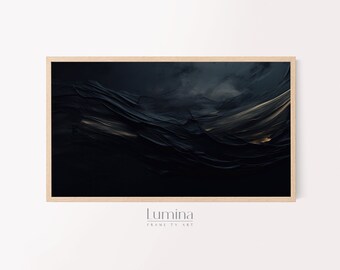 Samsung Frame TV Art, Abstract Painting, Digital Art for Frame TV, Instant Download, Black and Gold, Dark Theme, Abstract Landscape