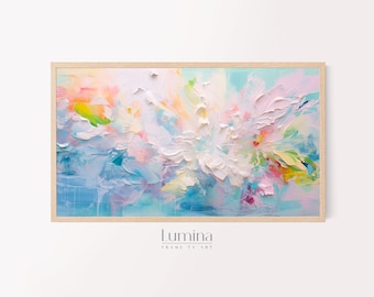 Samsung Frame TV Art, Spring Floral Impressionist Acrylic Painting for Frame TV, Instant Download, Bright Abstract Pastel Oil Painting