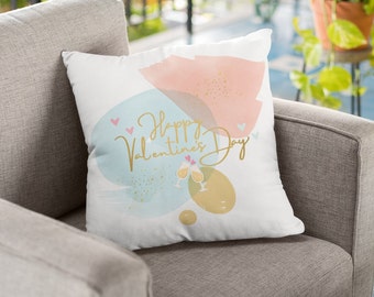 Valentine's Day Watercolor Design Pillow - Romantic Home Decor / Perfect Valentine's Day Gift / Gift for Her / Couple Gift / Valentines Home