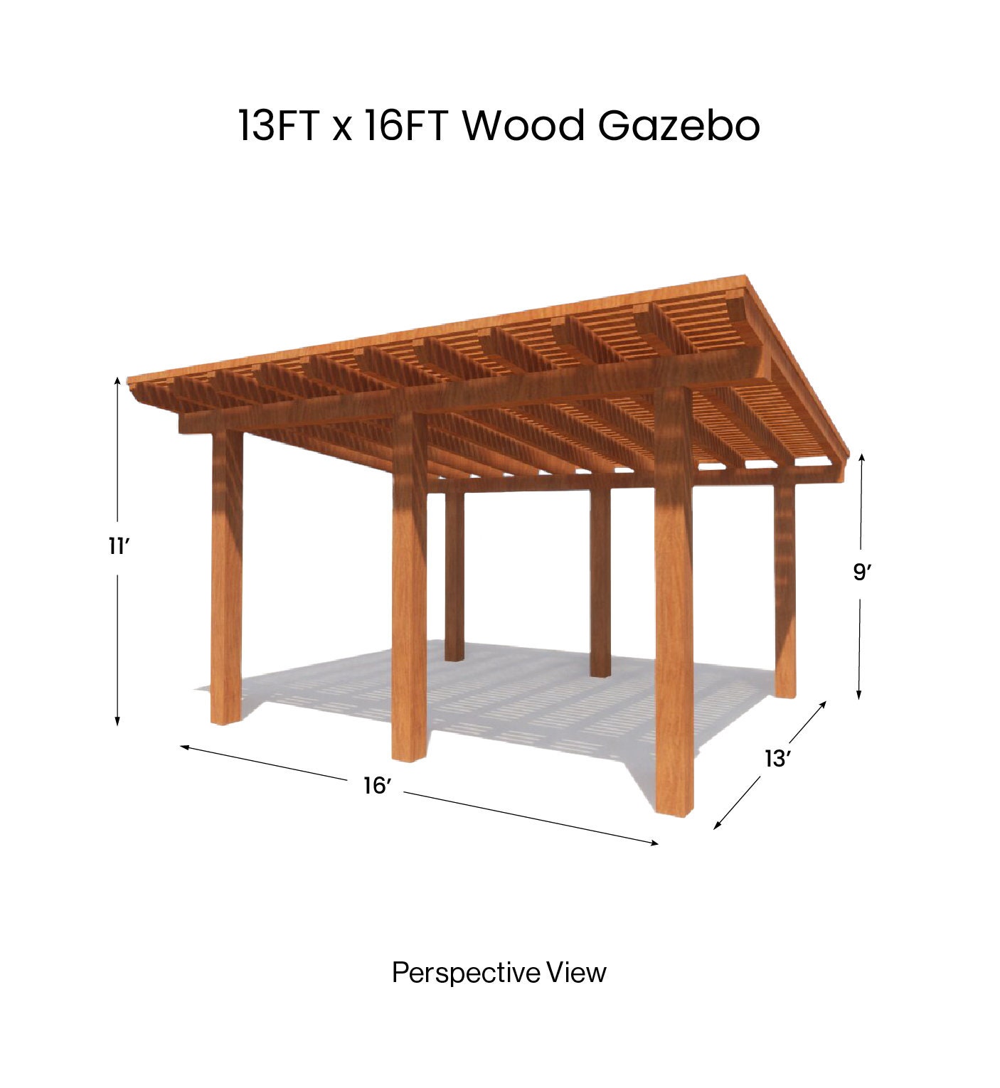 Piano della struttura in legno del gazebo 13x16, piano PDF file di