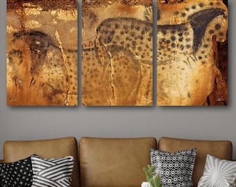 Pittura rupestre: Cavalli di Pech Merle - Scansione ad altissima risoluzione - Stampa su tela