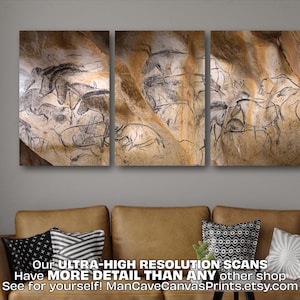 Cave Painting: Chauvet Wild Animals - Ultra-High Resolution Scan - Canvas Print