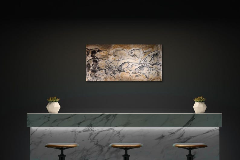 Cave Painting Chauvet Panthers Ultrahigh Resolution Scan Canvas Print