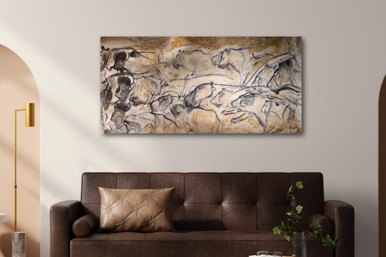 Cave Painting Chauvet Panthers Ultrahigh Resolution Scan Canvas Print