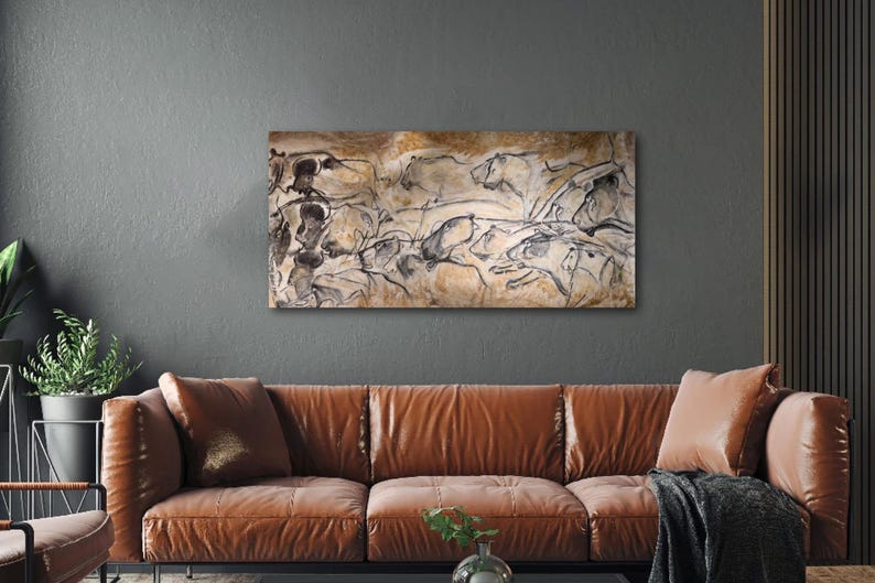 Cave Painting Chauvet Panthers Ultrahigh Resolution Scan Canvas Print