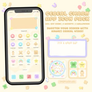 Kawaii Milk Cereal iOS App Icons | Cute iPhone Theme with Pastel App Icons and Wallpapers | Instant Download