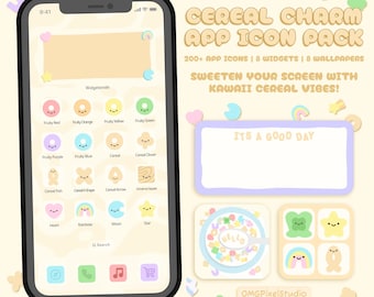 Iconos de la app Kawaii Cereal para iOS / Tema Pastel para iPhone (Descarga instantánea)
