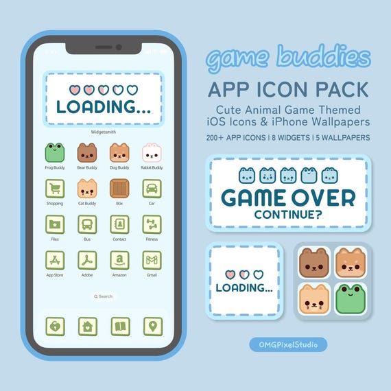 Game Buddies App Icon Pack: iOS iPhone Wallpapers, Widgets, Cute Gamer App Theme