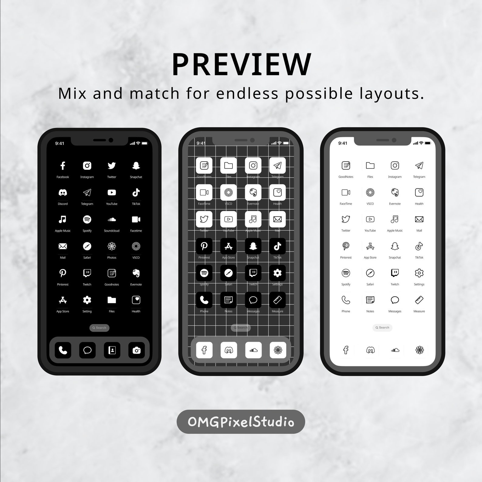 Ios Icon Set Minimalist Black &