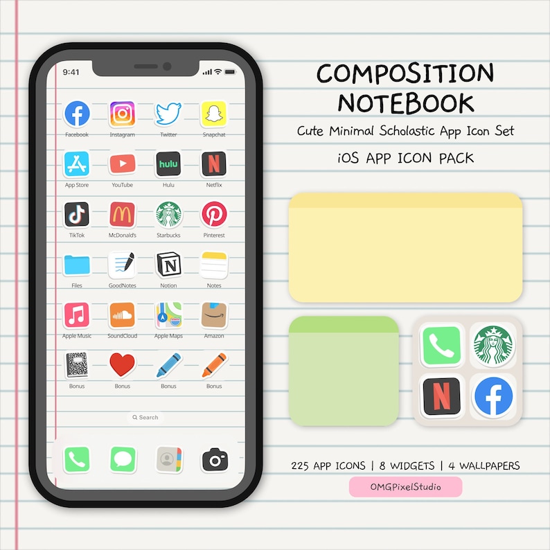 Notebook Composition Aesthetic Theme: Ios Icons + iPhone & iPad ...