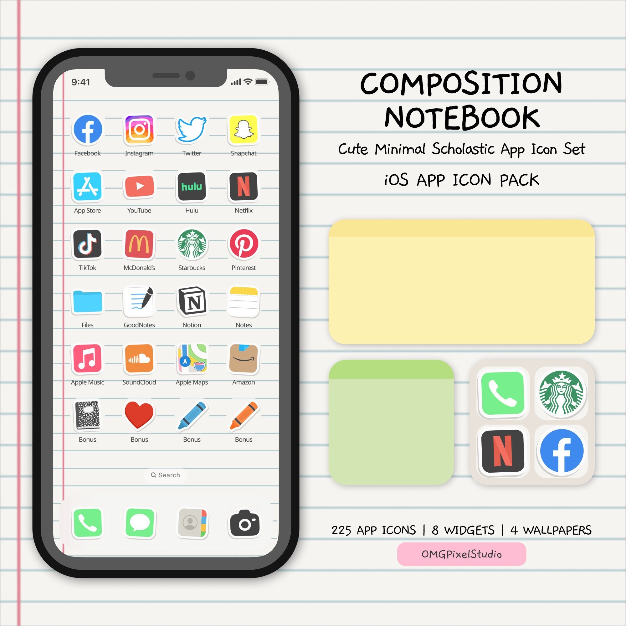 Notebook Composition Aesthetic Theme: Ios Icons + iPhone & iPad ...