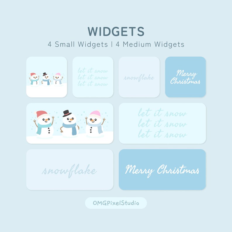 Snowflakes Ios Icons: Blue Aesthetic, Christmas App Set With Wallpapers ...