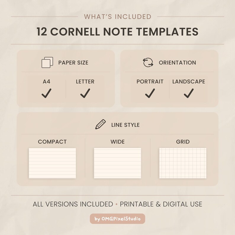 Cornell Notes Template Printable & Digital | A4 and US Letter | Study ...