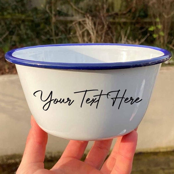 Custom Personalised Enamel Bowl | Custom Text Enamel Cereal Bowl | 16cm Breakfast Bowl, Pudding Bowl | Gift Bowl For Dad, Daddy Bowl