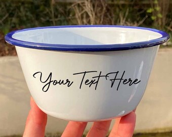 Custom Personalised Enamel Bowl | Custom Text Enamel Cereal Bowl | 16cm Breakfast Bowl, Pudding Bowl | Gift Bowl For Dad, Daddy Bowl