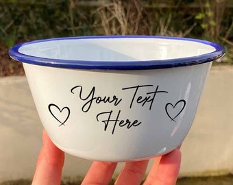 Personalised Enamel Cereal Bowl | Personalised Kids Bowl, Personalised Enamel Bowl Set | 15cm Snack Bowl | Family Children's Gift Idea Funny