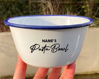 Custom Name Pasta Bowl | Dinner Pasta Kids Bowl, Personalised Enamel Bowl Set | 15cm Snack Bowl | Family Children's Gift Idea Funny