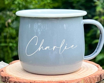 Taza de vientre de esmalte personalizada, taza de camping de esmalte, taza de esmalte, tazas de viaje, tazas de caravana, taza de viaje, tazas irrompibles