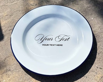 Placa de esmalte personalizada / regalos de camping, papá de camping, plato de cena de esmalte personalizado, platos de cena para papá, escritura elegante