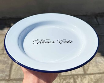 Plaque émaillée personnalisée | Cadeaux de camping, Camping papa, Assiette plate émaillée personnalisée, Assiettes plates pour papa
