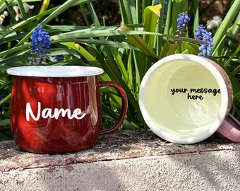 Custom Hidden Message Enamel Belly Mug - Baby Reveal Mug, Gifts For Partner | Personalised Enamel Mugs, Dad Mugs, Coffee Mugs With Message