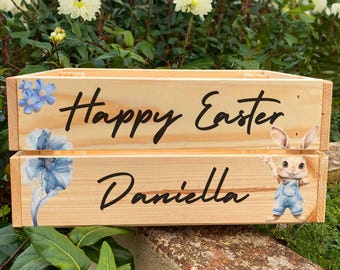 Scatola portauova di Pasqua personalizzata, cesto portauova di Pasqua, cestino di Pasqua personalizzato, cestini di Pasqua personalizzati, scatola portaspuntini di Pasqua a tema blu