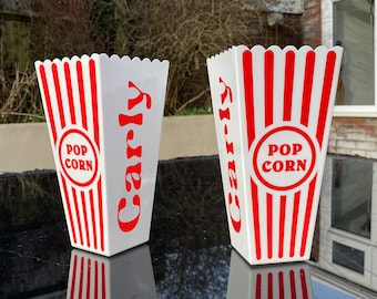 Gepersonaliseerde popcorndoos | Paren Popcorn Set, Party Pop Corn Bowl, Movie Night Paren Cadeau, Gepersonaliseerd cadeau, Popcorn Emmer, Tub