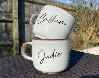 Personalised Drinking Mug With Name | Retro Mug | Rustic Style Drinking Mug