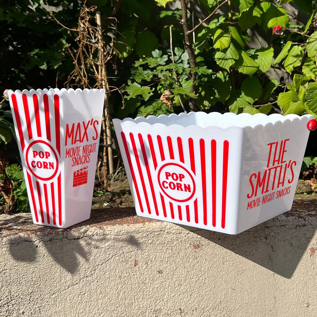 Personalised Popcorn Box - Movie Night Snacks Popcorn Bucket ...