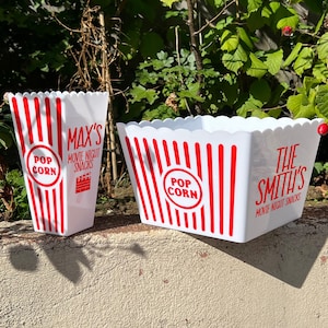 Gepersonaliseerde popcorndoos - popcornemmer filmavondsnacks, gepersonaliseerde popcornbak voor familiefilmavond, cadeaus filmavond koppels