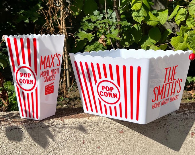 Personalised Popcorn Box - Movie Night Snacks Popcorn Bucket, Personalised Popcorn Tub For Family Movie Night, Couples Movie Night Gifts