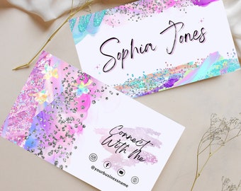 Plantilla editable de tarjeta de visita, tarjeta de visita de salón de belleza prefabricada, tarjeta de visita de bricolaje, adecuada para cada pequeña empresa, kit de negocios
