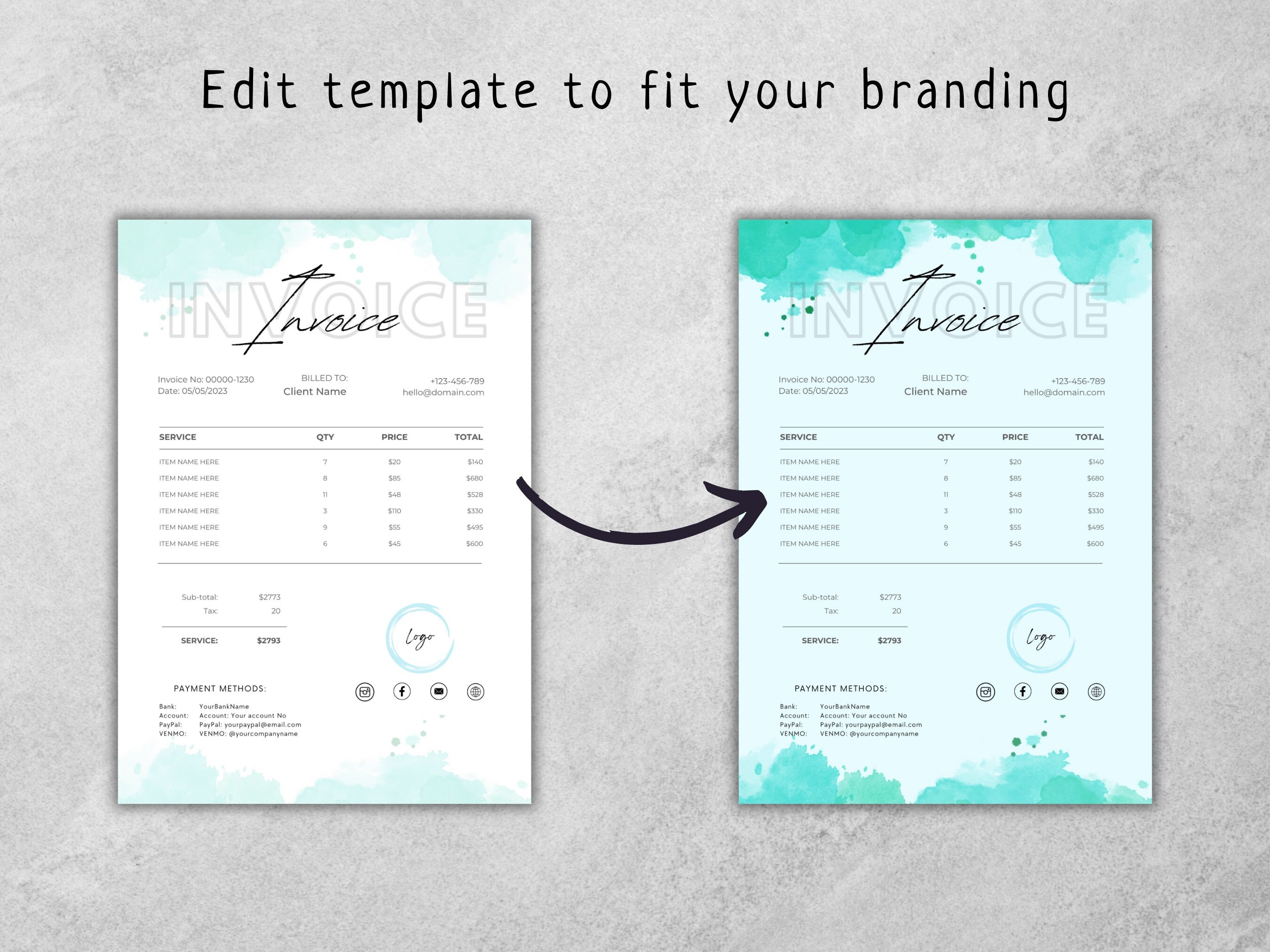 Invoice Template Editable, Small Business Bookkeeping, Invoice Form ...