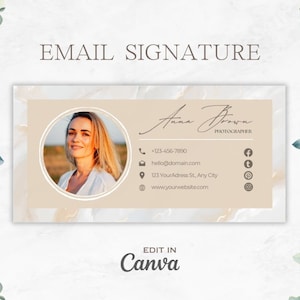 E-mailhandtekeningsjabloon, gemakkelijk bewerkbaar in Canva, Gmail-handtekening, Outlook-handtekening, zakelijke branding, minimalistisch Boho-ontwerp