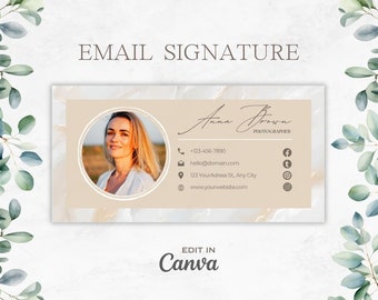 Plantilla de firma de correo electrónico, fácil de editar en Canva, firma de Gmail, firma de Outlook, marca empresarial, diseño boho minimalista
