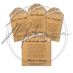 16 Personalized Beach Wine Tags - Marriage Milestones - A Year of Firsts - Wedding Gift, Engagement Present, Bridal Shower