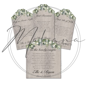 16 Personalized Floral Wine Tags - Marriage Milestones - A Year of Firsts - Wedding Gift, Engagement Present, Bridal Shower