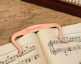 Personalized Music Page Holder Custom Engraved Musician Teacher Gift Piano Guitar Violin Saxophone Drums Bass Band Sheet Bookmark Clip