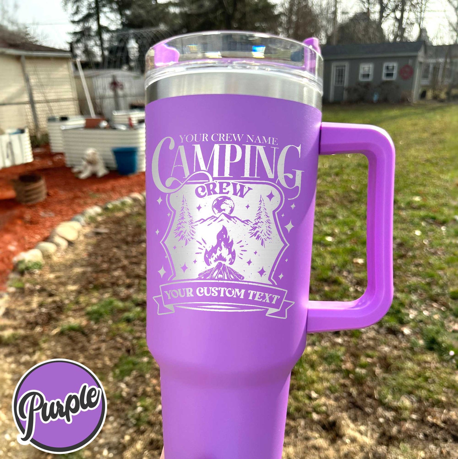 Custom Tumbler for Camping, Custom Camping Tumbler, Camping Tumbler With Handle, Camping Tumbler