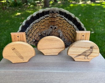 Grouse Tail Fan Plaque, Light Oak