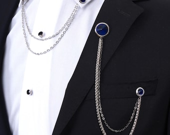 ラペル ピン ブローチ メンズ メンズ シャツ ラペルピン スーツピン チェーン ブローチ 誕生日 記念日 (色 : Gold, S ラペルピン メンズ  日本製 ブローチ 結婚式 入学式 卒業式 成人式 父の日 おしゃれ かっこいい 男性 菱形 チェーンブローチ ピンブローチ 子供 メンズブローチ メンズビンテージフリンジチェーンブローチラインストーンラペルピンシャツスーツカラーピン 結婚式 発表会 社交