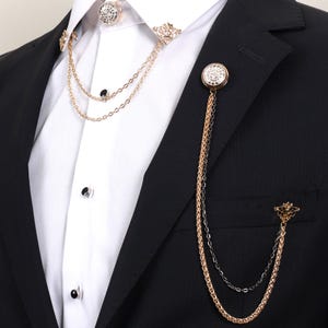 メンズスーツチェーンセット - ヴィンテージゴシックラペルピン