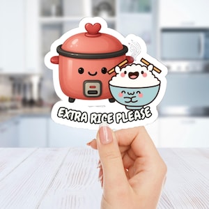Filipino Food Funny Meme Extra Rice Please Kiss-Cut Stickers - Pinoy Food Water Bottle Decals, Laptop Stickers, Cute Pinoy Sticker Sheet