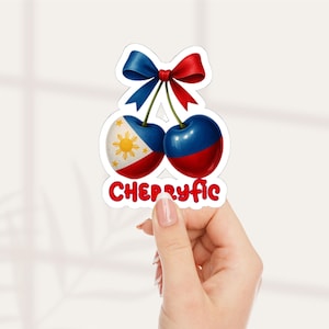 Filipino Cute Cherry Philippine Flag Kiss-Cut Stickers - Pinoy Pride Water Bottle Decals, Laptop Stickers, Cute Pinoy Sticker Sheet