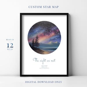 Mappa stellare digitale personalizzata per data, regalo personalizzato per data speciale, stampa del cielo notturno, regalo per anniversario di matrimonio, arte murale stampabile n. 17