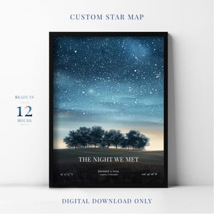 Impression de carte des étoiles personnalisée, cadeau date spéciale personnalisé, cadeau d'anniversaire de mariage, étoiles par date, affiche ciel nocturne, carte d'anniversaire étoiles #03