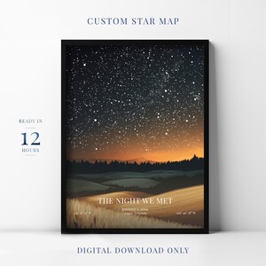 Carte du ciel étoilé personnalisée, cadeau de fiançailles, impression constellation, affiche premier rendez-vous #30